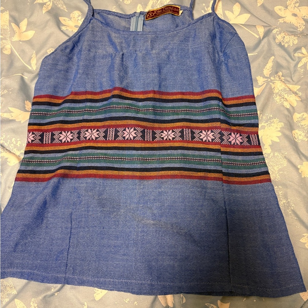 Kim Dung Silk Blue Sleeveless Top